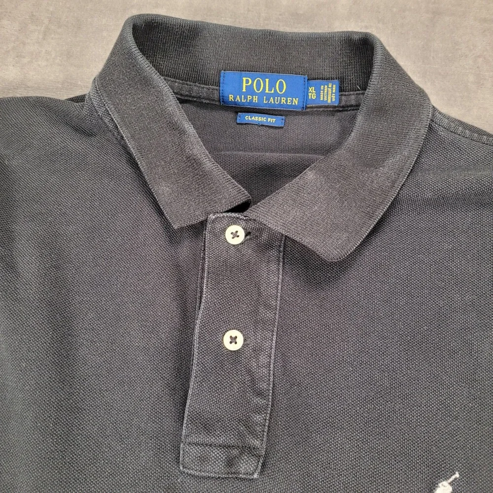 Polo Ralph Lauren Classic Fit Long Sleeve Black Polo Shirt‎ Mens XL